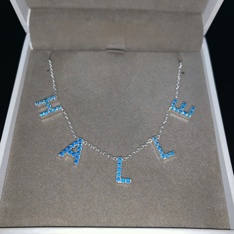 Kylie Personalised Necklace (Blue/Silver) *PRE ORDER*